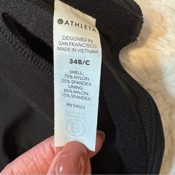 Athleta Maldives High Neck Bikini Top Black 34 B/C Racerback - Picture 3 of 3